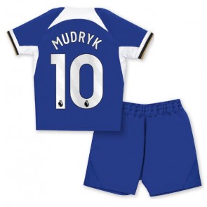 Chelsea Mykhailo Mudryk #10 Hemmakläder Barn 2023-24 Kortärmad (+ Korta byxor)